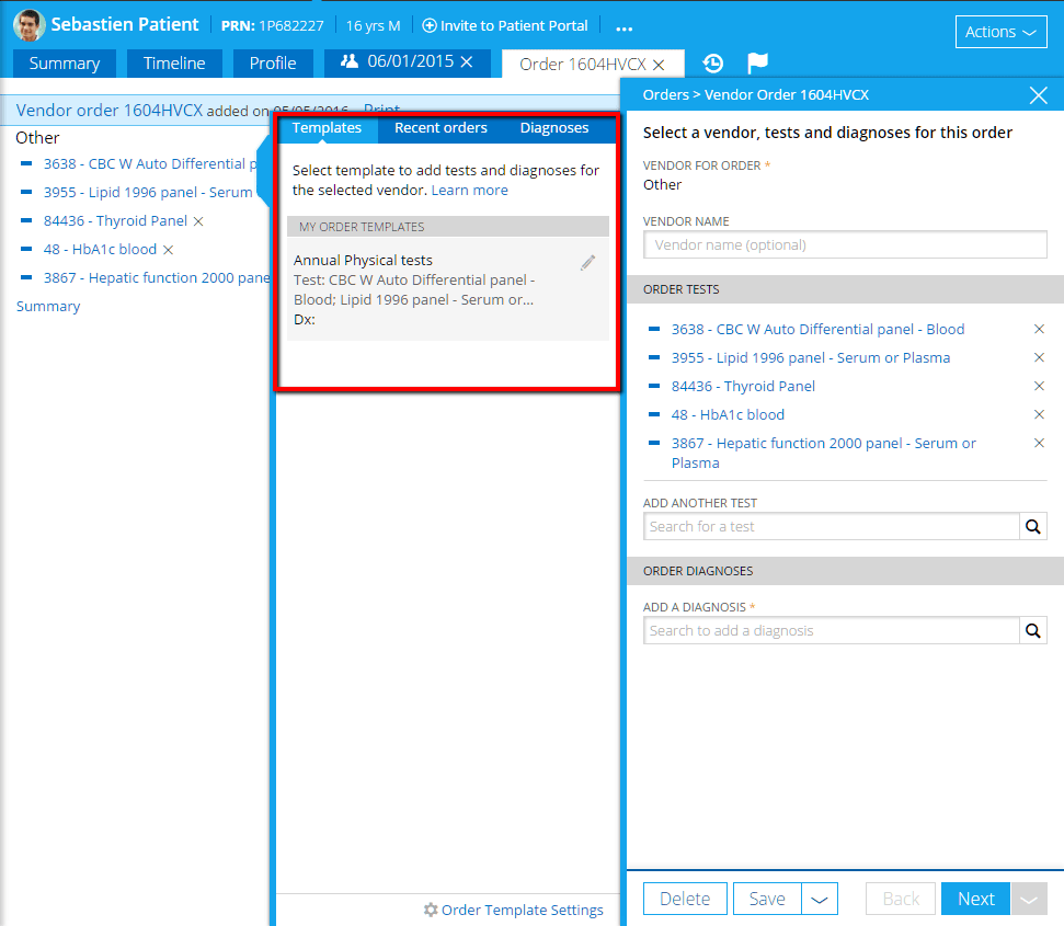 Lab Ordering Template