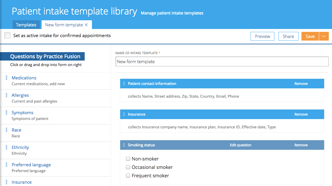 Patient Intake Form Google Docs Template