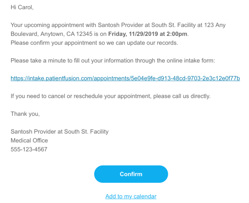 Email appointment reminders